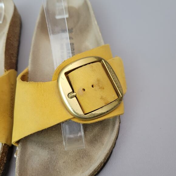 Birkenstock Madrid Big Buckle Sandals Sz 38 Narrow Yellow Nubuck Women’s 7 US - Picture 6 of 13